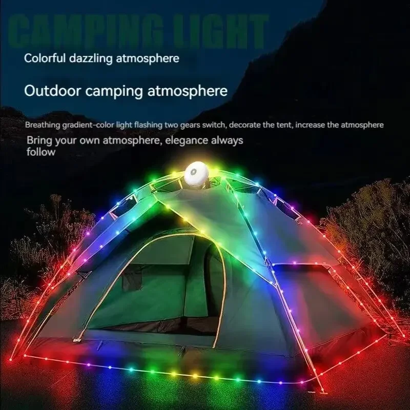 Lámpara LED de Camping de 10M de longitud, tira de atmósfera, cinturón de luz reciclable impermeable, lámpara de decoración de jardín al aire libre para tienda de campaña y habitación