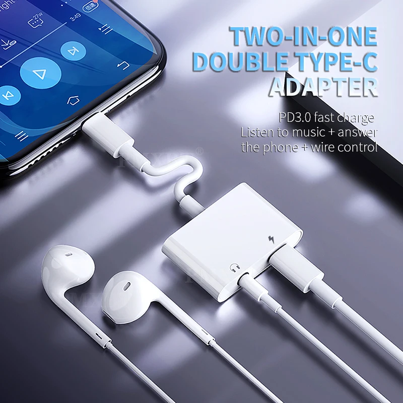 Adaptador de Audio 2 en 1 USB C a Conector de 3.5 MM, Carga Tipo-C, Cable Auxiliar de 3.5 MM para Auriculares con Cable Samsung Xiaomi Huawei