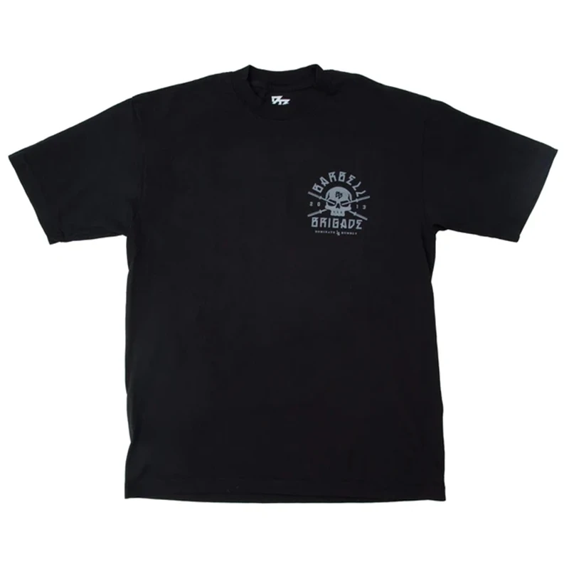 Camiseta deportiva BARBELL BRIGADE para gimnasio, Camiseta holgada de algodón de talla grande para hombre, Camiseta deportiva de culturismo de manga corta, camisetas de entrenamiento de verano
