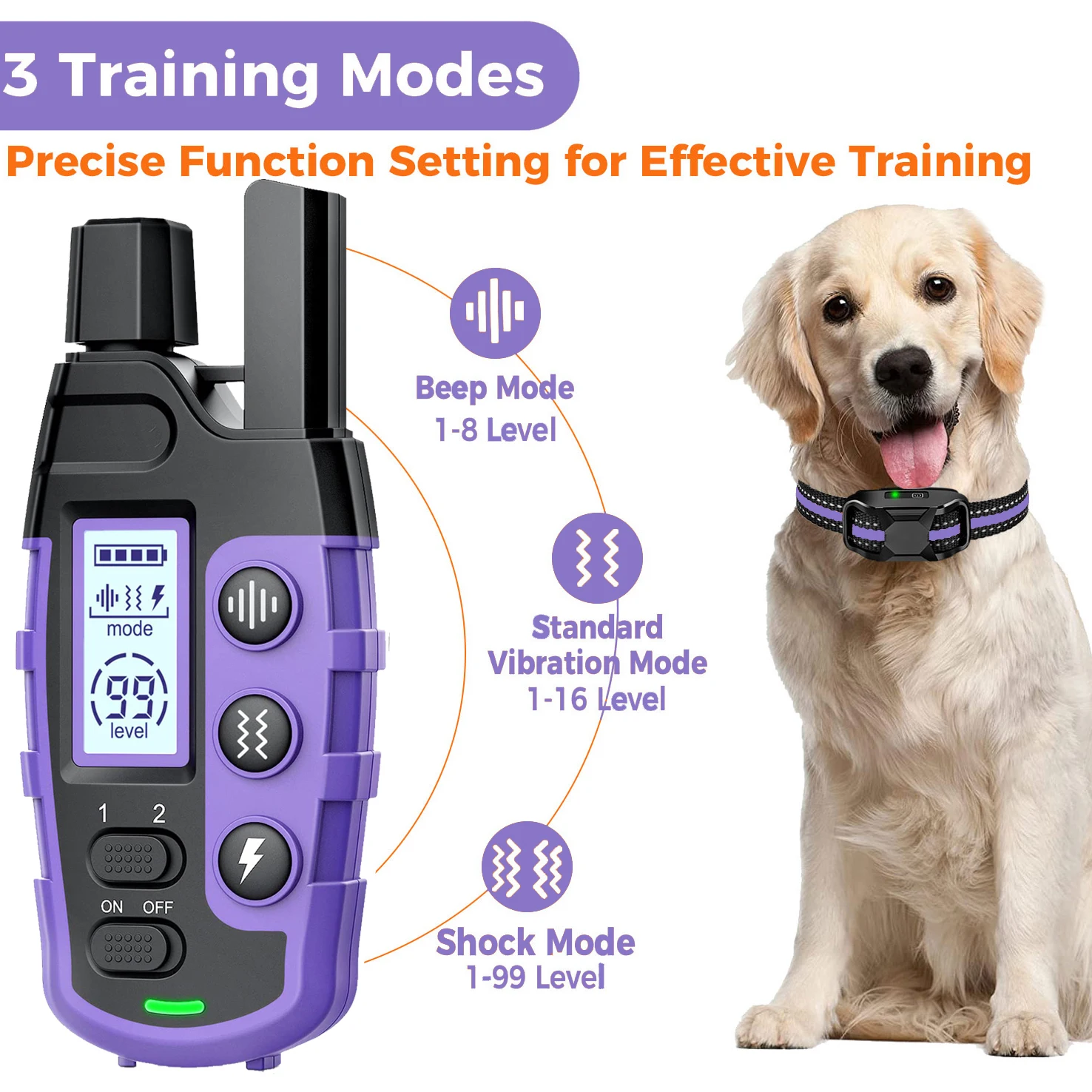 Collar de entrenamiento eléctrico para perros de 3300 pies, Control remoto, resistente al agua, comportamiento de mascotas para cachorros de 5-120 libras con pitido de vibración de choque