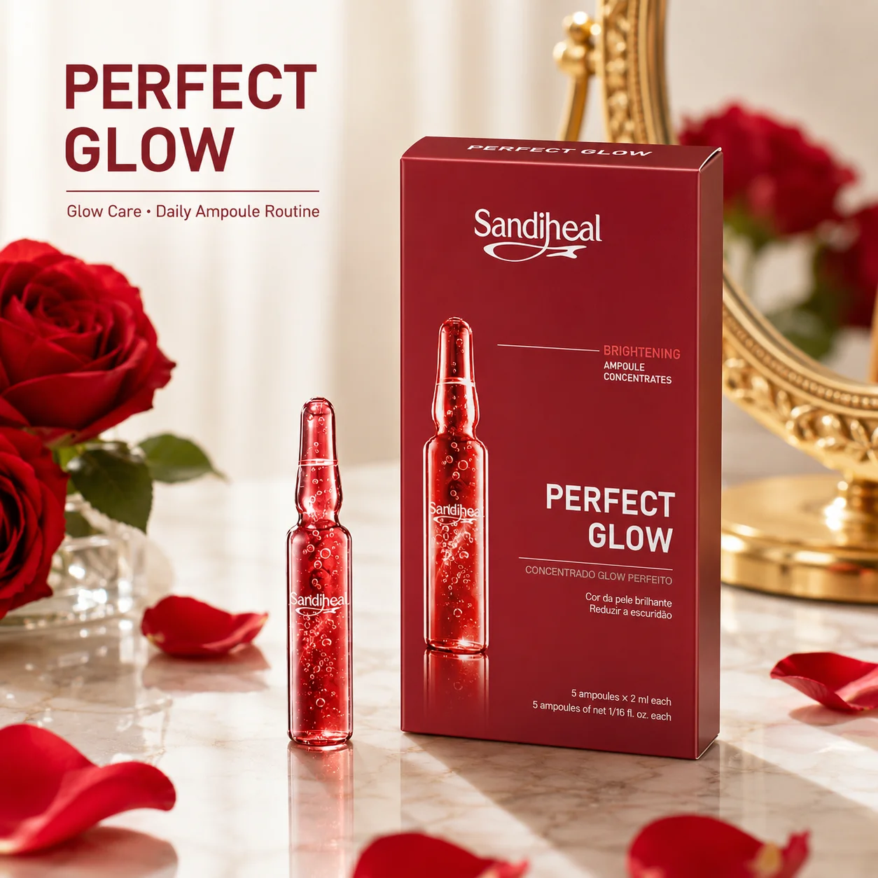 Ampollas Hidratantes SandiHeal, Suero Facial con Colágeno y Vitamina para Calmar y Reafirmar, Reparador, Iluminador, Cuidado de la Piel Coreano, Potenciador de Belleza