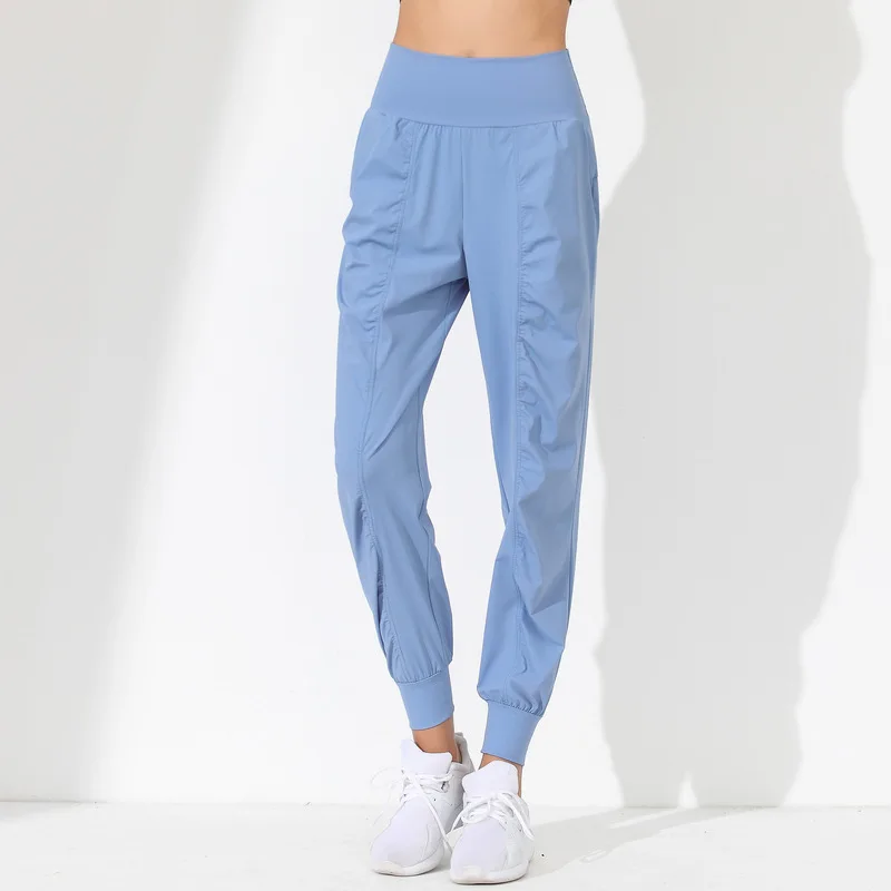 Pantalones de Yoga para Mujer, Holgados, Ajustados, de Secado Rápido, con Dobladillo Plisado, Capris para Correr y Fitness, con Bolsillos, Pantalones Deportivos