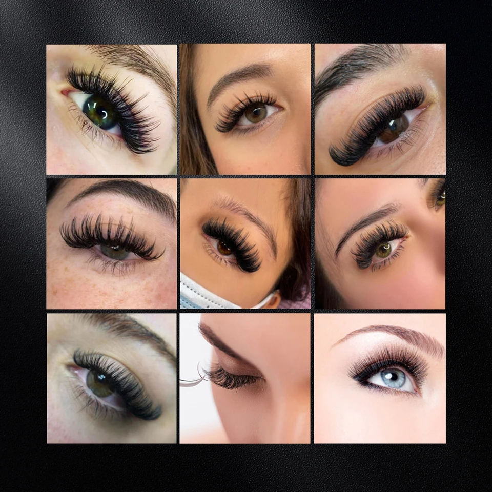 Lote de 10 Bandejas de Extensiones de Pestañas de Cachemira, 5-25mm, Negro Mate, Pestañas Individuales de Volumen 0.03 0.05 0.07 0.10, Extensiones de Pestañas de Visón Sintético