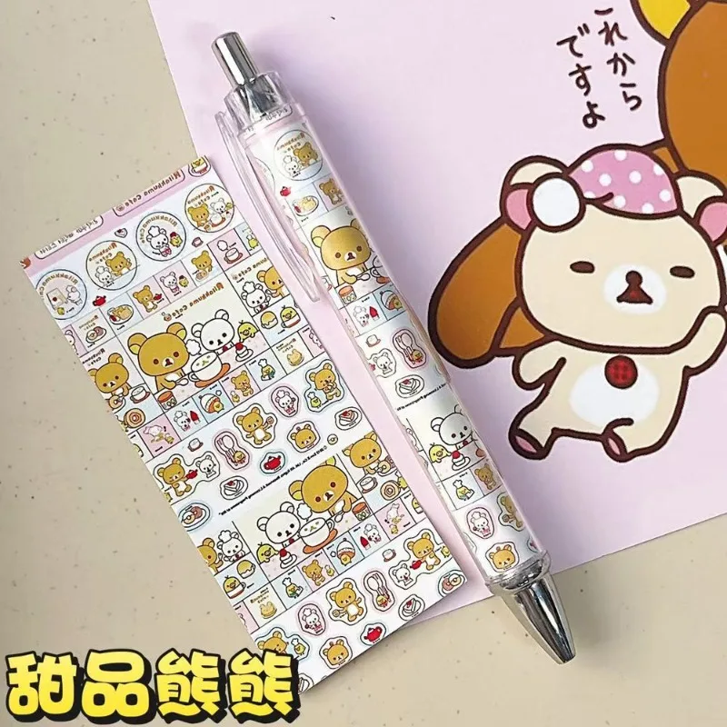 Bolígrafo de gel Rilakkuma Rabbit Press, alta calidad de color, estilo lindo, 0.5mm, para estudiantes, universal, escritura suave, duradero, color negro.