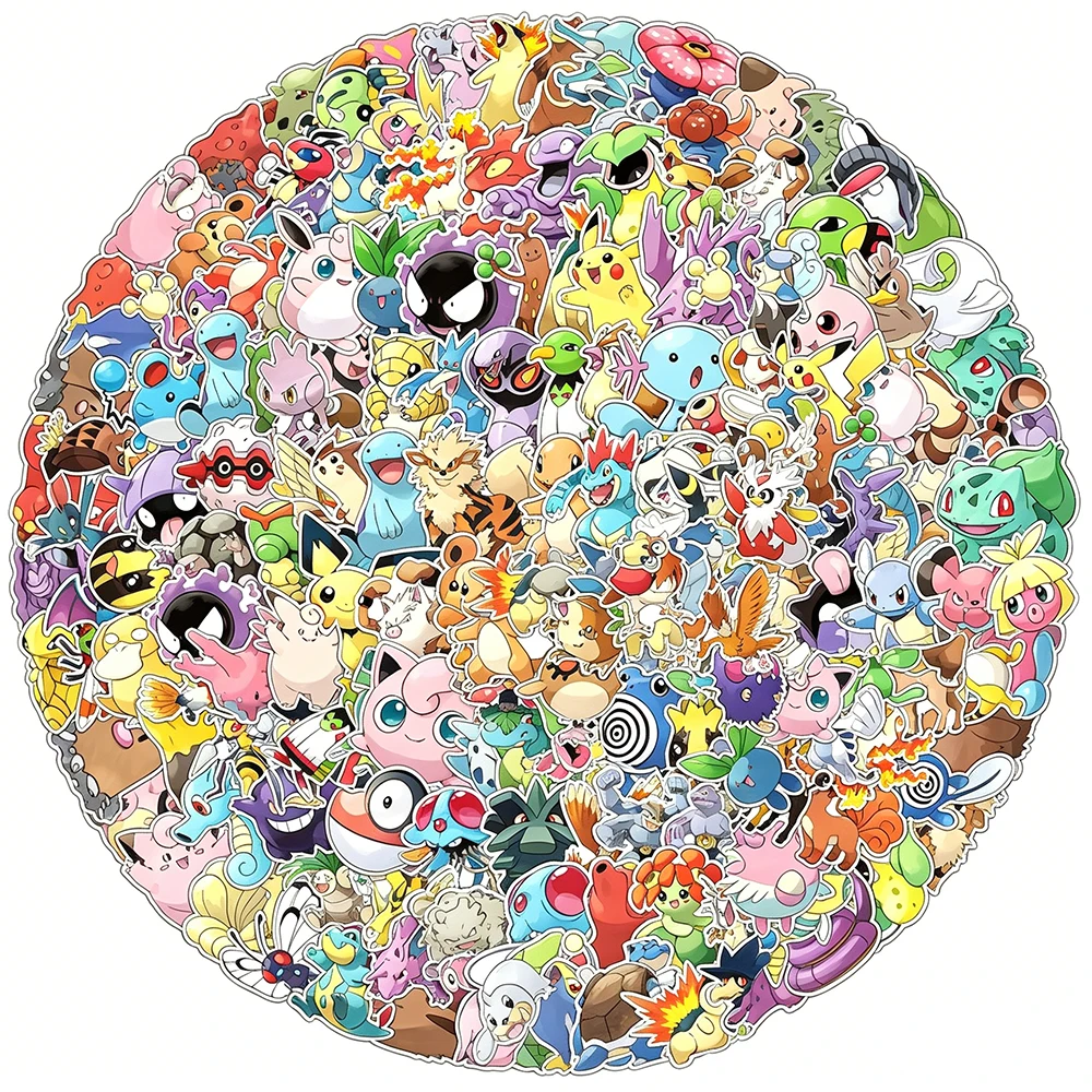 10/50/100/200/300 Uds. Pegatinas bonitas de Pokemon, calcomanías Kawaii de Anime Pikachu, pegatinas de dibujos animados impermeables para ordenador portátil y coche, juguetes, regalos