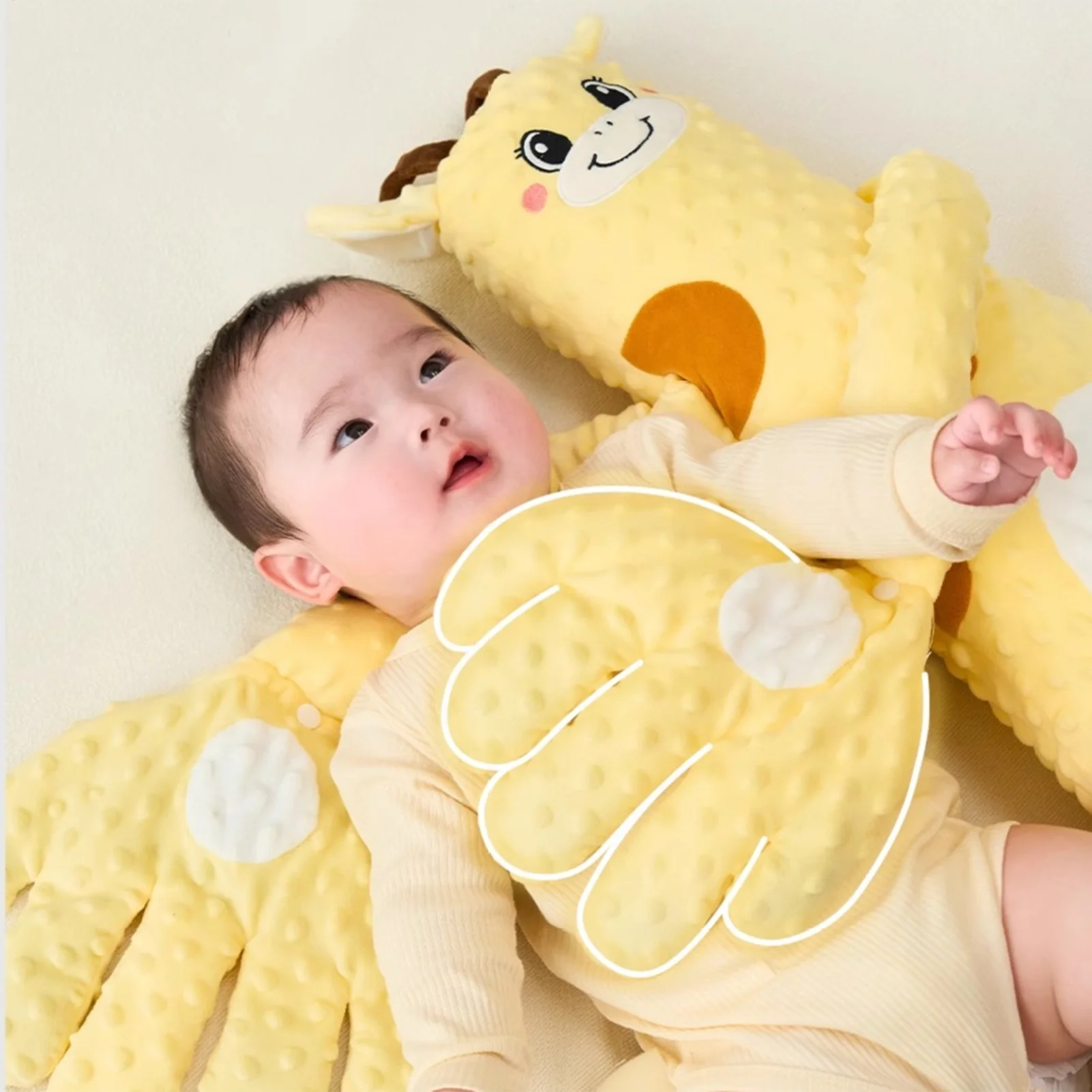 Muñeco para dormir para bebé con control remoto de palma calmante, 3 almohadas eléctricas ajustables para mano de bebé, palmaditas calmante para niños pequeños
