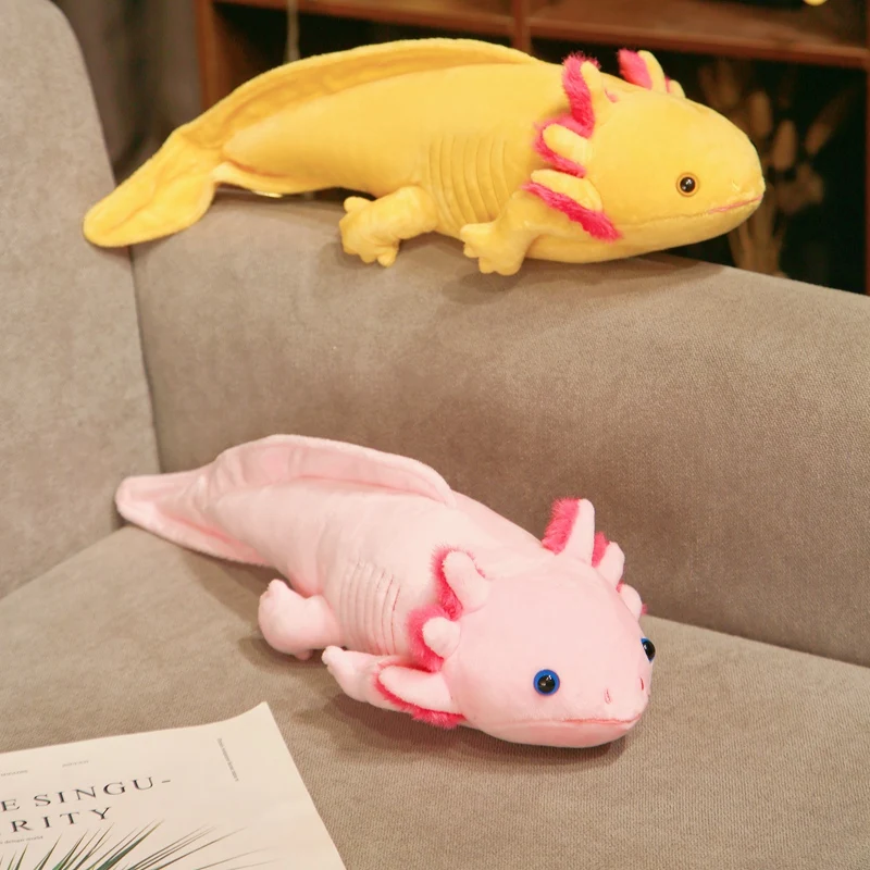 45cm Kawaii colorido Newt juguete de peluche relleno lindo Axolotl salamandra peluda pez de peluche apaciguador almohada larga cojín regalo para niños