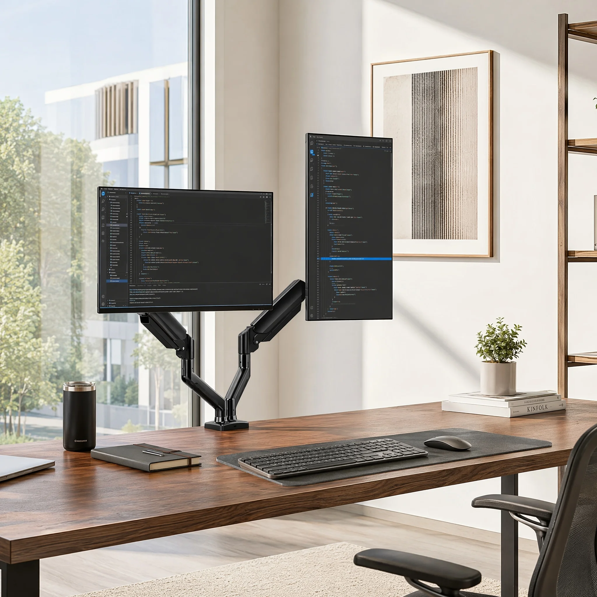 Soporte para dos monitores de hasta 33 pulgadas, capacidad de carga máxima de 22 lbs por brazo, soporte ajustable para dos monitores, soporte de monitor VESA de acero resistente con VESA estable de 75x75 100x100 mm