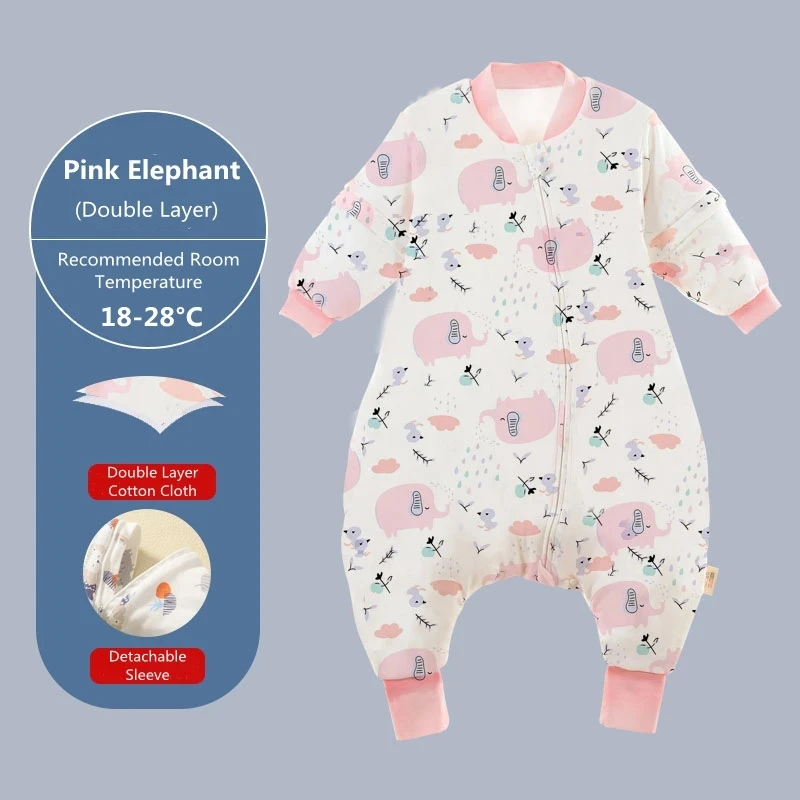 Sacos de dormir de piernas abiertas de dibujos animados para bebé con mangas desmontables para niños y niñas saco de dormir para niños Otoño e Invierno engrosado