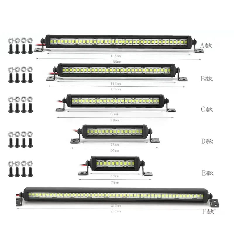 Barra de luz LED de 55/75/95/115/135/215mm, luces de lámpara de techo para Axial SCX10 90046 Traxxas TRX4 Slash Rustler 1/8 1/10 RC, actualización de coche
