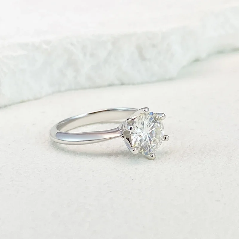 Anillo NeeTim de moissanita de 0,5-5 quilates para mujer, Plata de Ley 925 con chapado en oro blanco, joyería de compromiso con para boda