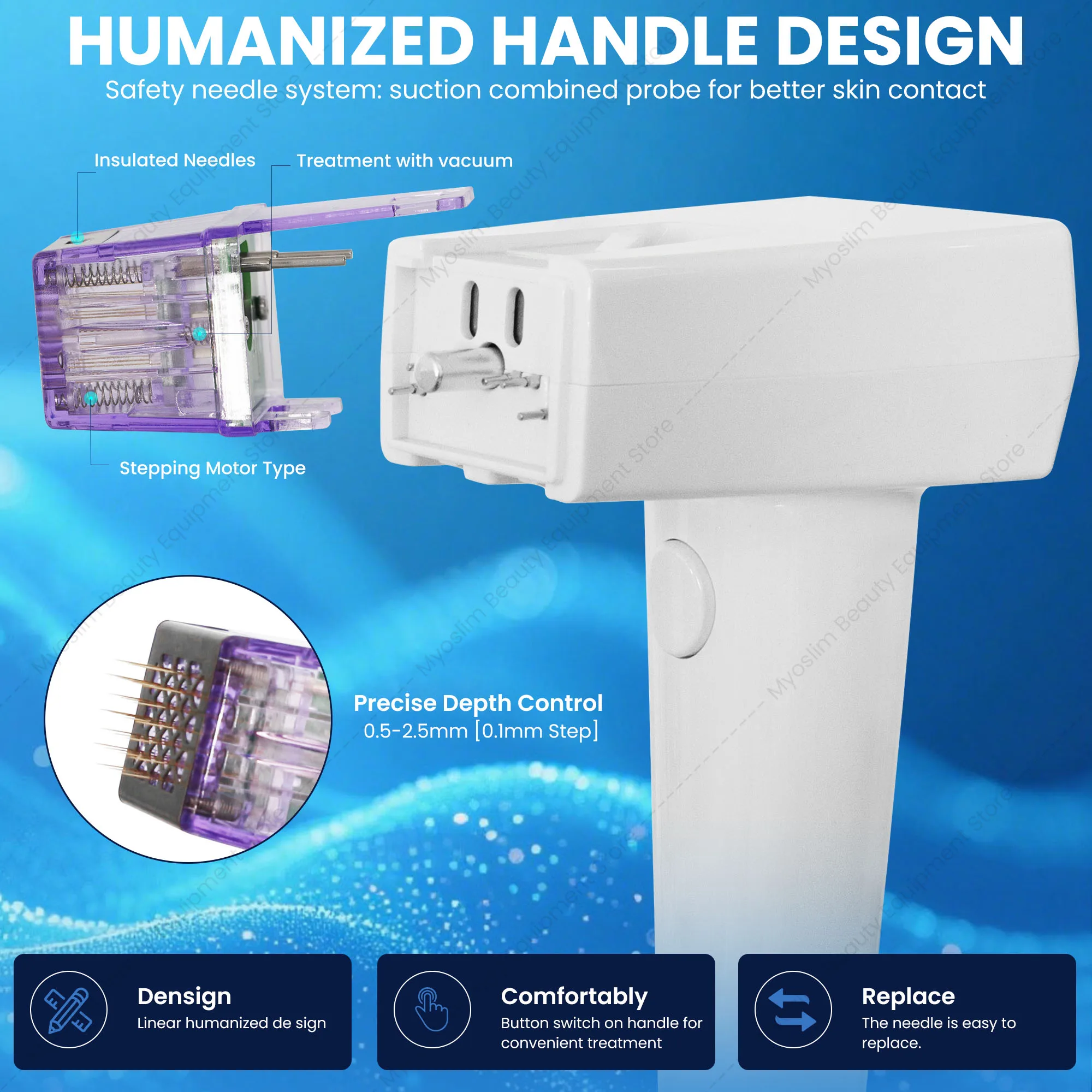 Dispositivo de Microagujas RF Vertical M8 con 3 Manijas, Martillo de Hielo Calmante, Antiarrugas, Máquina para Restaurar la Elasticidad de la Piel