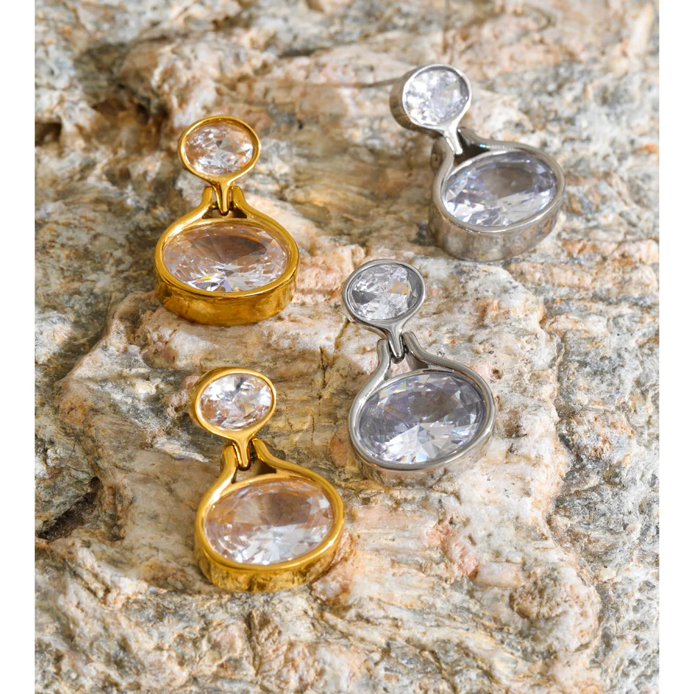 Pendientes Redondos de Acero Inoxidable con Circonita Cúbica Yhpup, Nuevos, Populares, Delicados, Estéticos, para Uso Diario, Regalo de Joyería