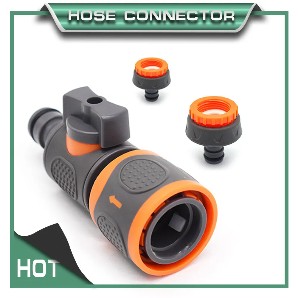 Válvula de encendido Y apagado de grifo de manguera de jardín, conector rápido de 16mm, 1/2 ", 3/4", 1 ", adaptador macho hembra, junta en Y para aspersor de pistola de agua de tubería de PE, 1 unidad