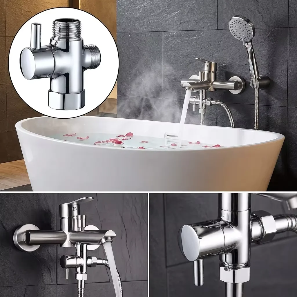 Válvula desviadora de 3 vías, adaptador en T, convertidor para ducha, conector de latón para grifo de agua, separador de agua para grifo de baño