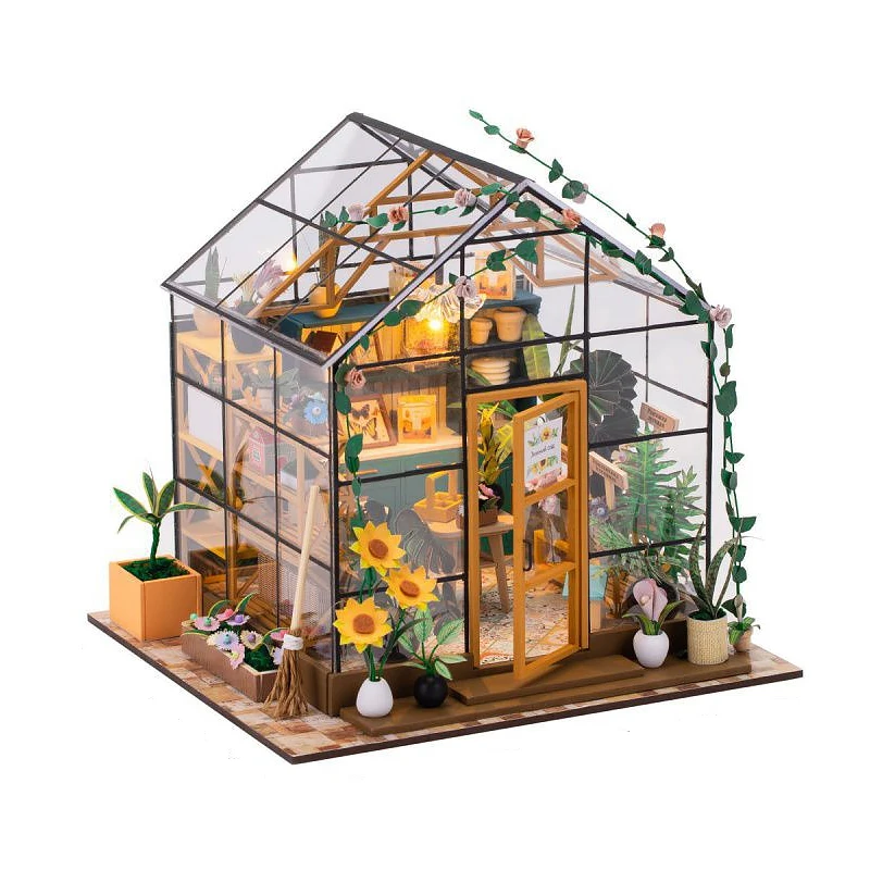 Kit de casa de muñecas DIY, Mini Casa de flores hecha a mano, ensamblaje de rompecabezas 3D, juguetes de construcción, decoración del dormitorio del hogar con muebles, casas de muñecas
