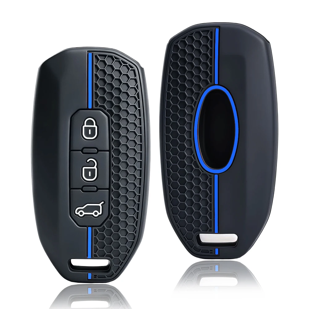 Funda de silicona para llave inteligente de coche, 3 botones, para Ford Territory EV, funda protectora, llavero, accesorios para automóvil