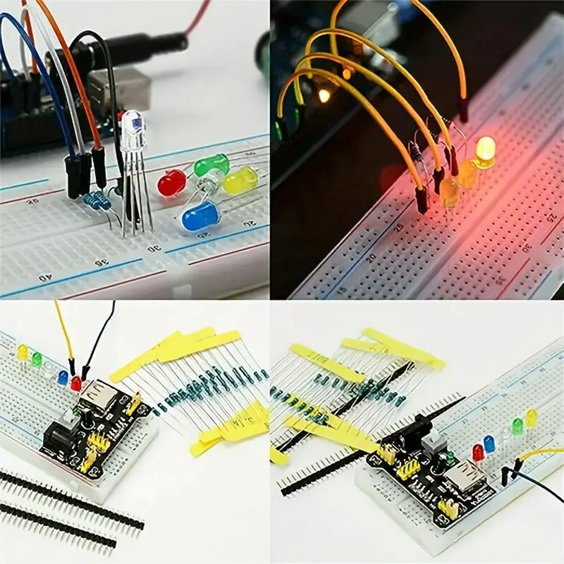 Paquete de 1400 Piezas de Componentes Electrónicos, 6 Tipos: Resistores, Condensadores Electrolíticos, LED, Diodos Emisores de Luz y Triodos de Porcelana