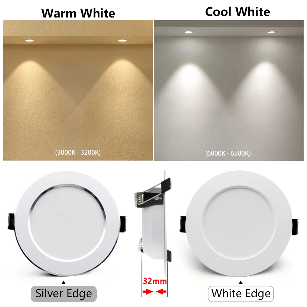 10 Uds focos LED Downlight de techo AC 220V 18W 15W 12W 9W 7W lámpara redonda empotrable Spot LED Dowm luz iluminación interior oculta