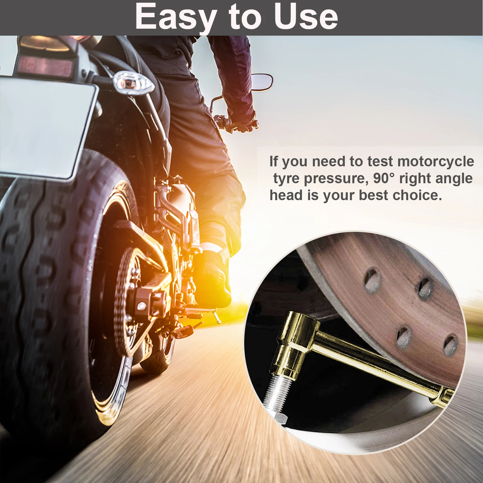 ATsafepro-medidor de presión de neumáticos de motocicleta, Portabrocas profesional de latón de 60 PSI y 90 grados, Portabrocas de ángulo recto para coche, bicicleta y SUV