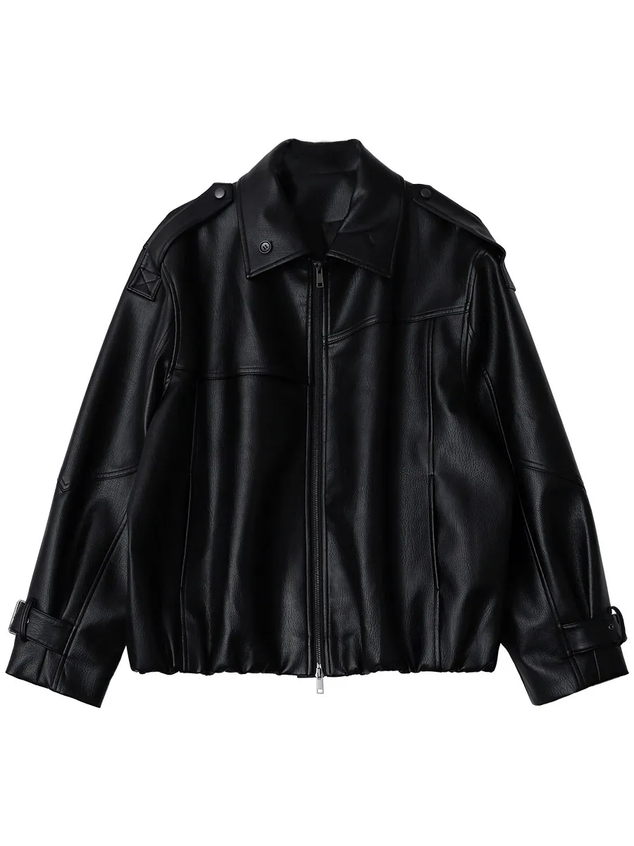 CHIC VEN Nuevo Abrigo de Cuero Sintético para Mujer, Estilo Urbano Sólido, Chaqueta de PU Retro de Motociclista para Mujer, Ropa de Primavera Otoño 2026