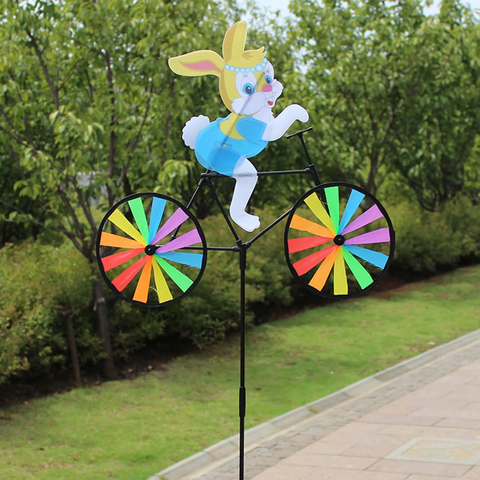 Molino de viento 3D para bicicleta, Estaca de jardín bonita, Spinner de viento para adorno de jardín