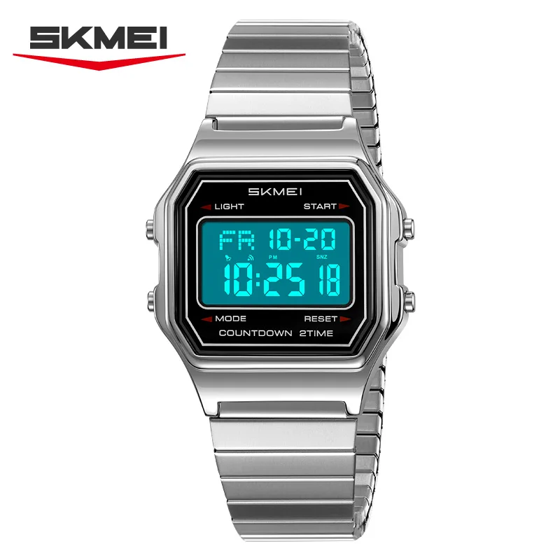 Reloj Digital de Lujo para Hombre SKMEI 2465, Reloj Electrónico de Acero Inoxidable a Prueba de Agua, Reloj Deportivo con Pantalla LED, Reloj Hombre