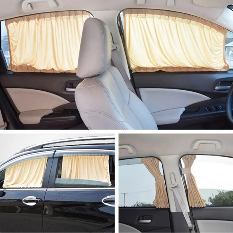 Parasol para coche, cortina para ventana lateral, accesorios de protección Uv plegables para coche, tela pura negra, 50cm, 2 uds.