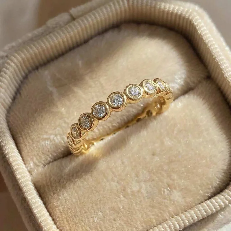 Anillo Redondo de Plata de Ley 925 con Circonita Blanca Exquisita, Joyería de Compromiso para Mujer, Accesorios de Moda para el Dedo, para Fiestas