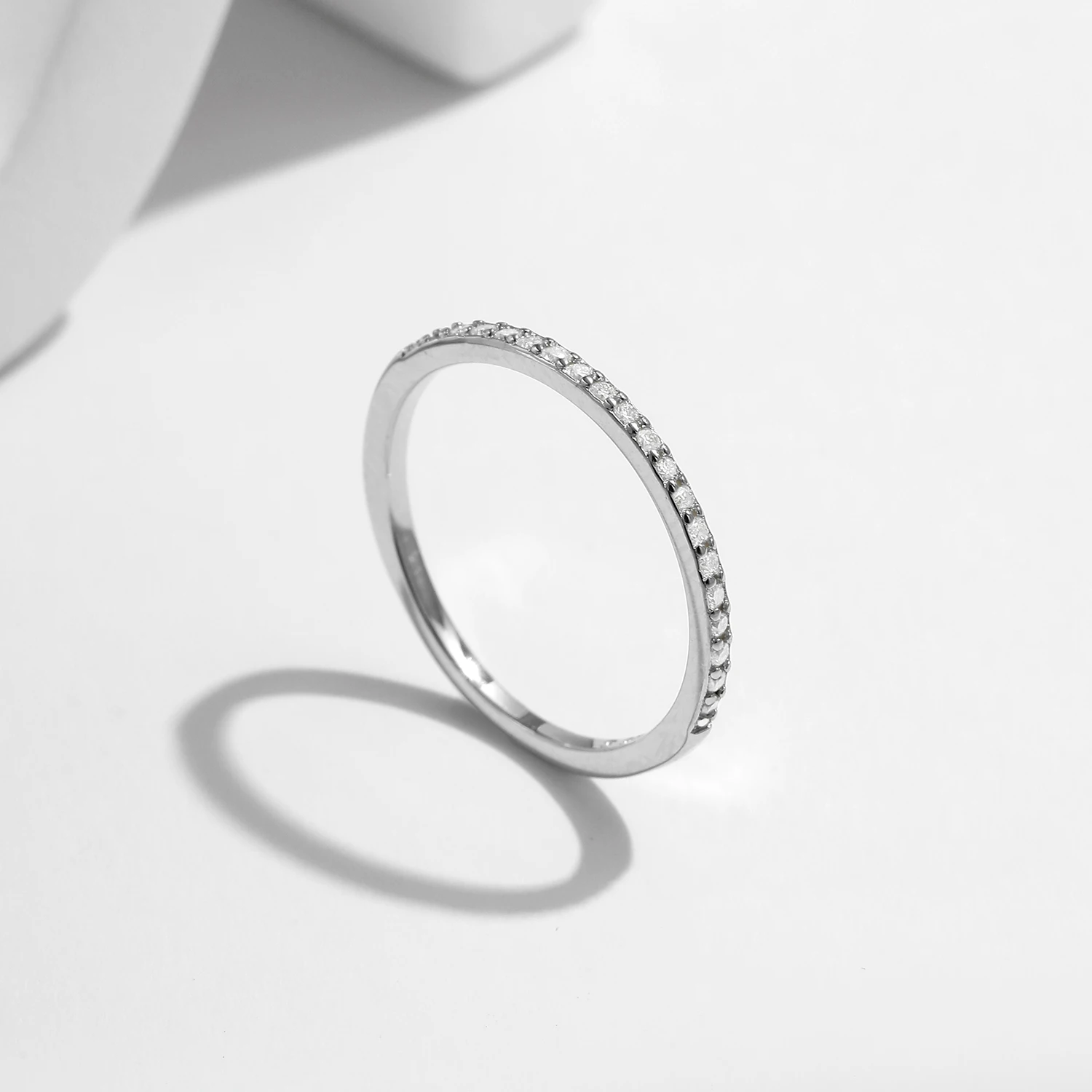 Anillo MODIAN de moissanita Simple eternidad, Plata de Ley 925, anillos de boda finos simples brillantes para mujer, joyería fina