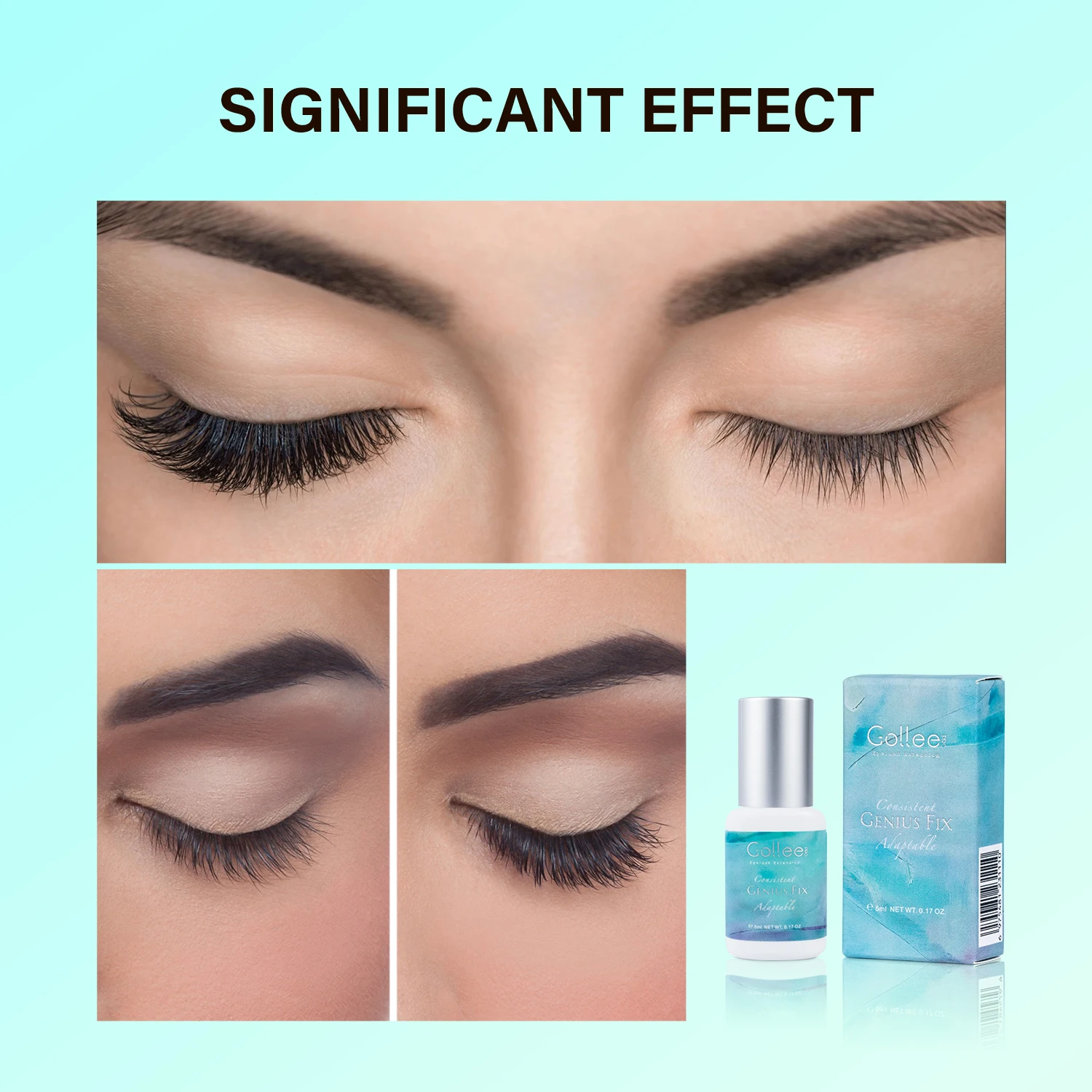 Pegamento para Pestañas Gollee 1s Dry Lash Glue, Adhesivo para Extensión de Pestañas, Resistente al Agua, Larga Duración de 6-8 Semanas, Bajo Olor, Super Pegamento para Maquillaje