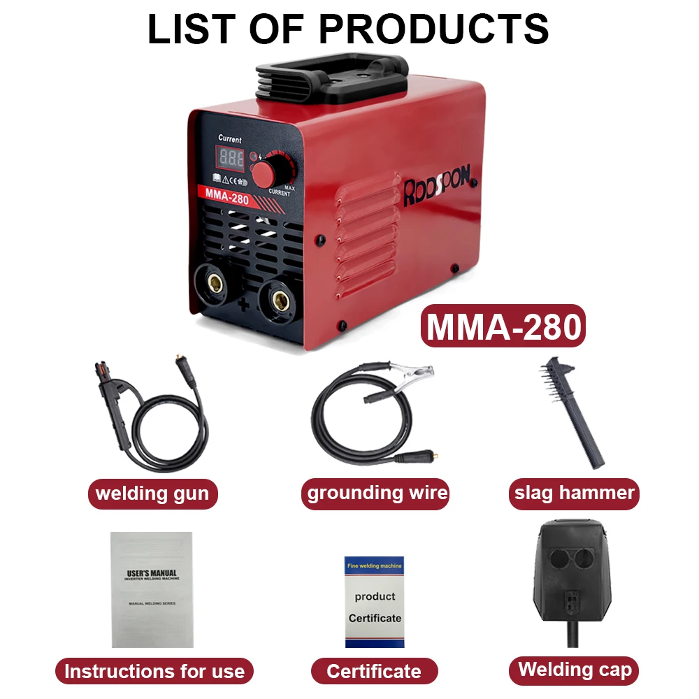 Máquinas de soldadura por arco MMA, corriente de arco, pantalla Digital LED ajustable, equipo de soldadura eléctrica, herramientas de reparación de automóviles para el hogar