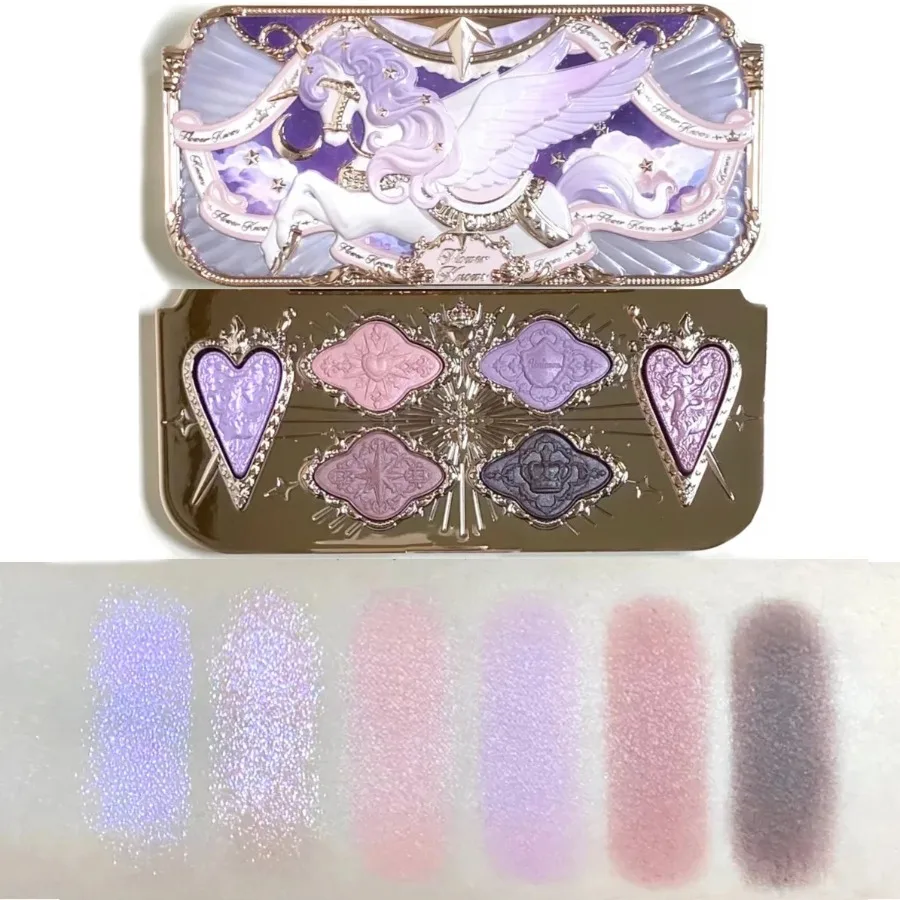 Paleta de Sombras de Ojos Flowerknows Knight Unicorn Collection, 6 Colores Satinados, Brillantes, Mate, de Larga Duración y Alta Pigmentación