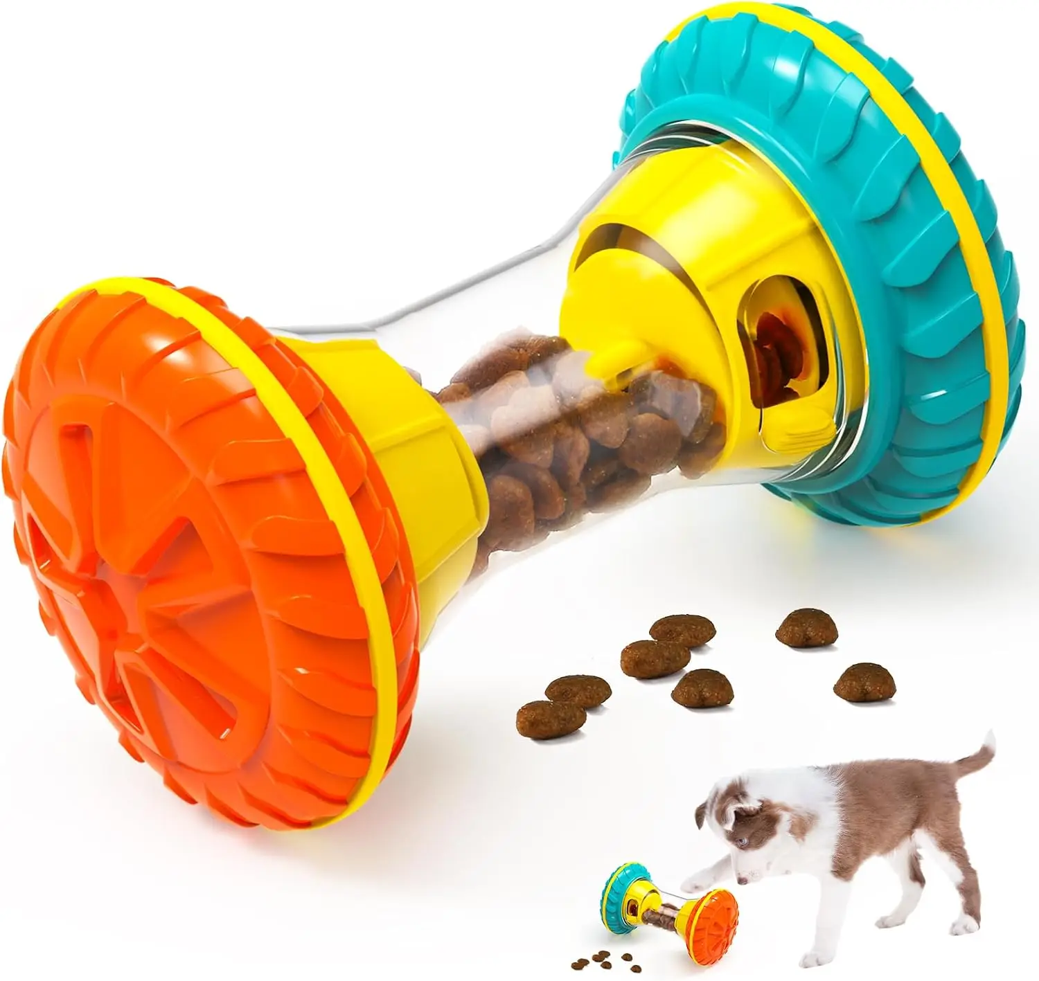 Juguetes Interactivos para Perros BoYoYo, Juguetes de Rompecabezas para Perros Inteligentes, Juguete de Enriquecimiento para Mantenerlos Entretenidos, Dispensador de Premios, Amarillo