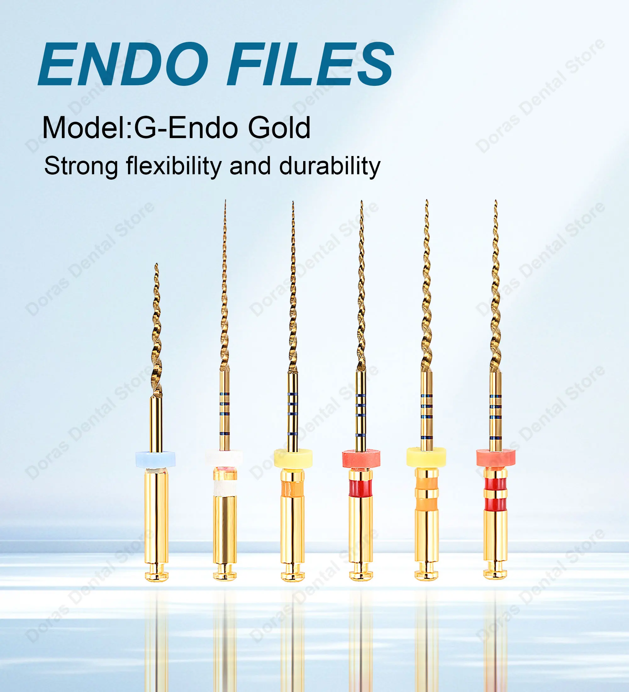 Limas Endo flexibles doradas activadas por calor Dental Glin, tratamiento de raíces de Canal, Lima dorada rotativa, herramientas de dentista, limas endodónticas
