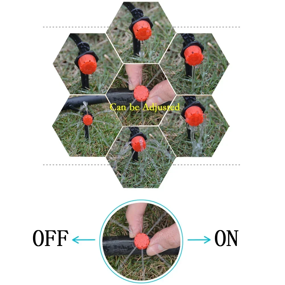 100 unids/bolsa gotero de agua cabeza de flujo ajustable goteros ahorro de agua Anti-entupimiento portátil duradero práctico herramientas de jardín