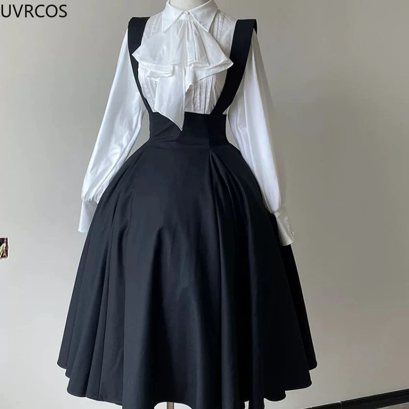 Blusa japonesa Vintage elegante de Lolita para mujer, camisas JK irregulares con manga acampanada gótica victoriana, Top Kawaii estético Y2k