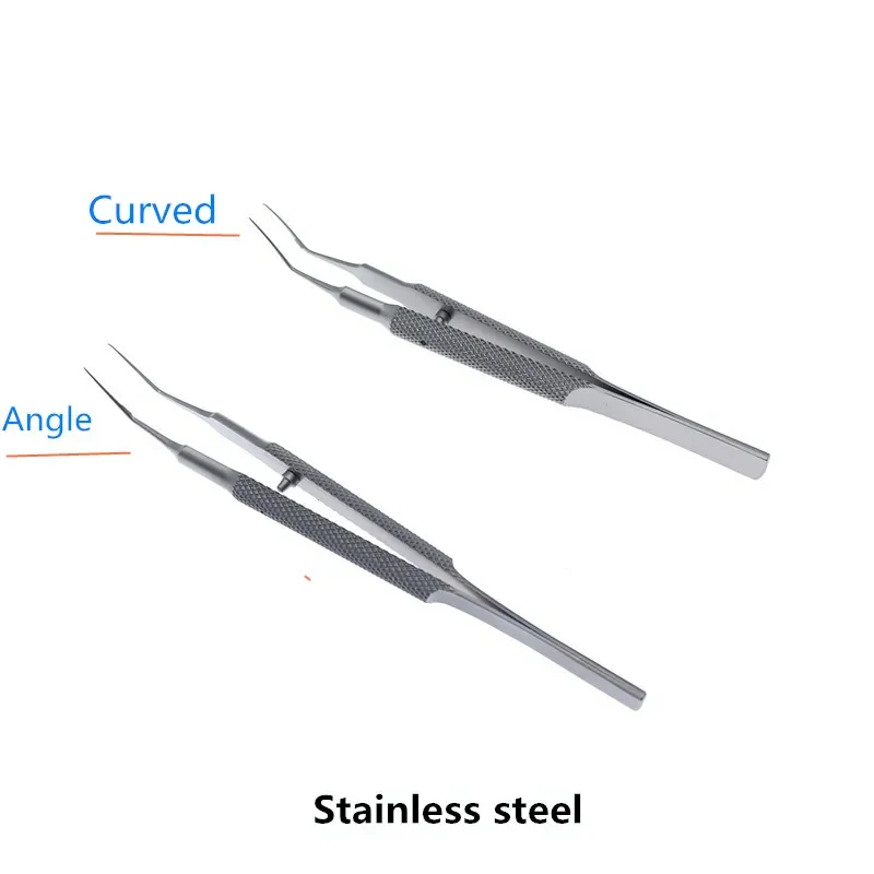 Pinzas para Capsulorhexis, pinzas oftálmicas de ángulo curvo de 105mm de largo, instrumentos quirúrgicos oftálmicos para mascotas