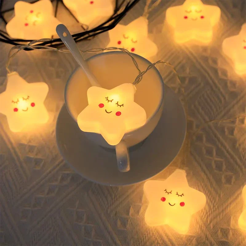 Guirnalda de luces LED con forma de estrella, lámpara alimentada por USB/batería para sala de estar, jardín al aire libre, Camping, boda, decoración para fiesta de Navidad