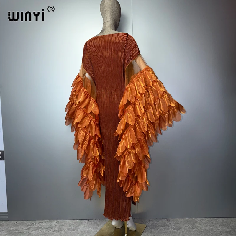 Vestido Plisado Elástico WINYI, Traje de Playa Monocromático, Kaftan Abaya Dubai, Vestido de Fiesta de Lujo, Vestido Largo de Noche para Mujer Musulmana