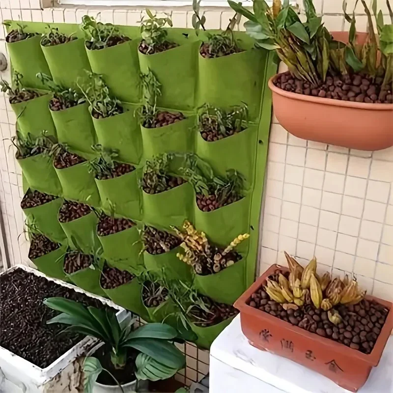 Bolsas de Fieltro Adecuadas para Plantar, Colgar en Paredes Verticales, Decorar Balcones, Cultivar Flores y Bolsas de Fieltro Cuadradas de Múltiples Aberturas