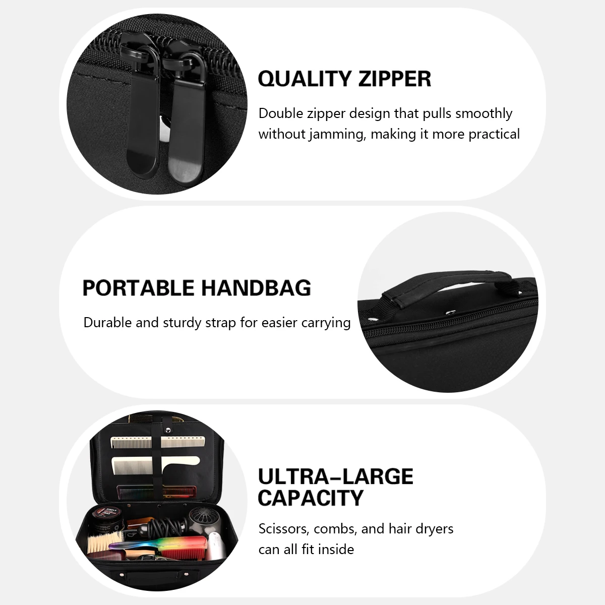 Organizador de estilo de gran capacidad para almacenamiento de viaje, estuche de herramientas de peluquero portátil, bolsa recortadora impermeable a prueba de golpes, bolsa de cosméticos