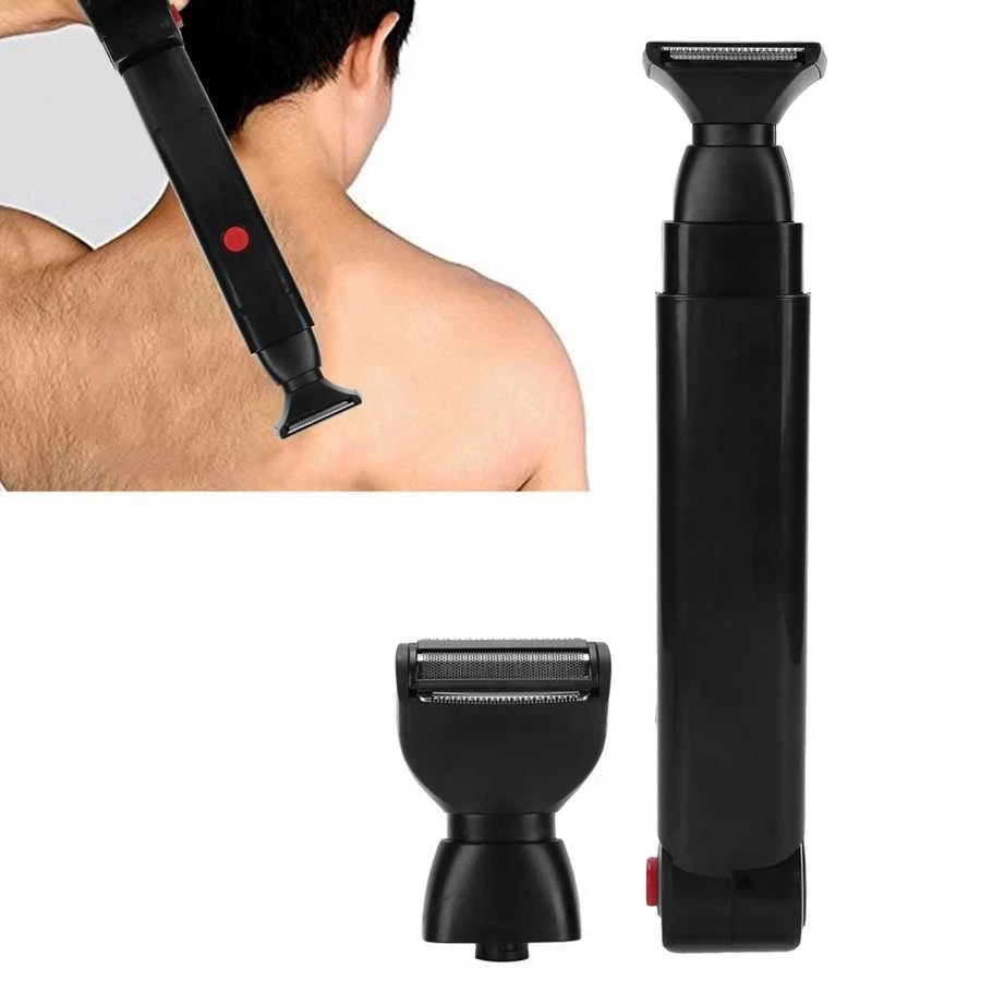 Afeitadora eléctrica para espalda 2 en 1, maquinilla de afeitar Facial, recargable, mango plegable, depilación trasera, peluquero corporal para hombres