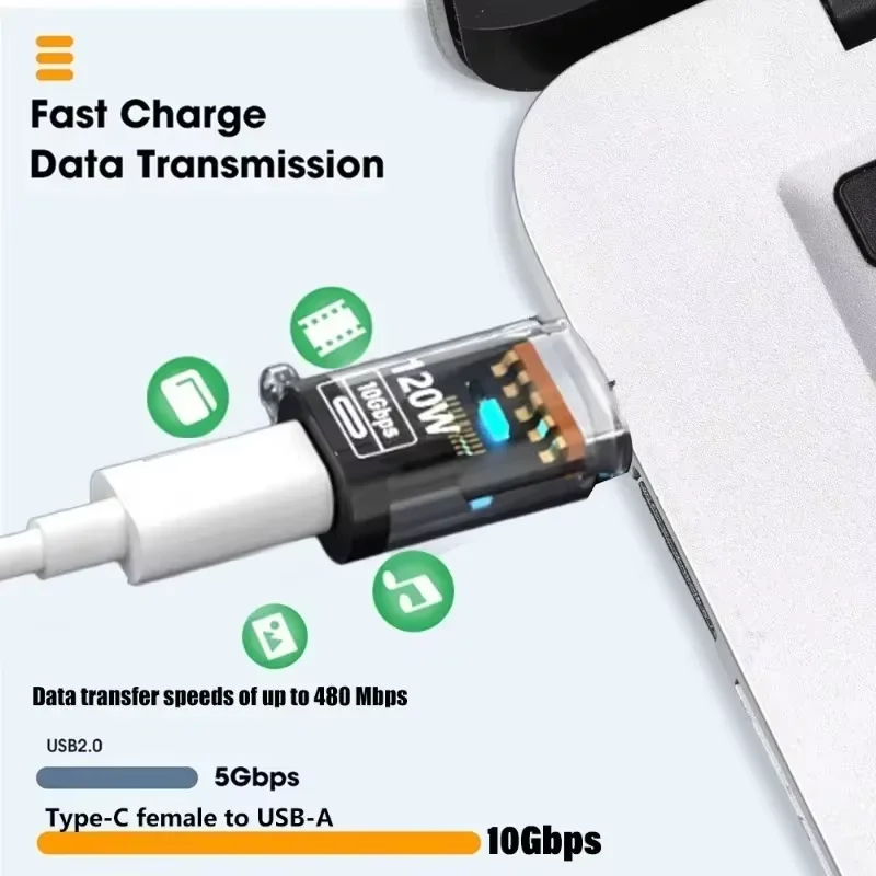 Adaptador USB 3,2 a tipo C de carga rápida de 120W OTG 10GB transferencia de Audio de datos de alta velocidad para PC tableta Xiaomi Huawei convertidor USB C