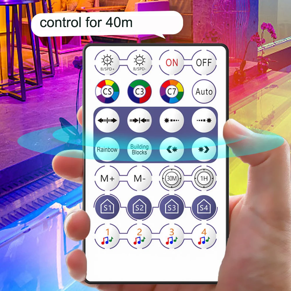 Controlador LED WS2811 WS2812B, música Bluetooth con micrófono para tira de luces LED SK6812 WS2812 Pixel, aplicación remota de 24/28 teclas, DC5-24V remoto