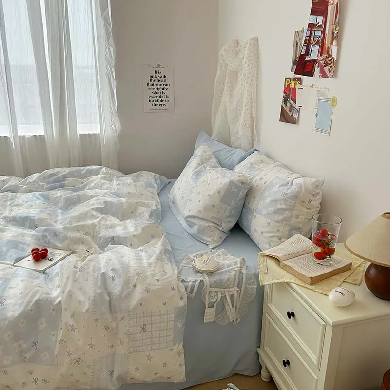 Juego de funda nórdica azul de 3 piezas (1 funda nórdica + 2 fundas de almohada, sin núcleo), juego de cama azul, suave y cómodo