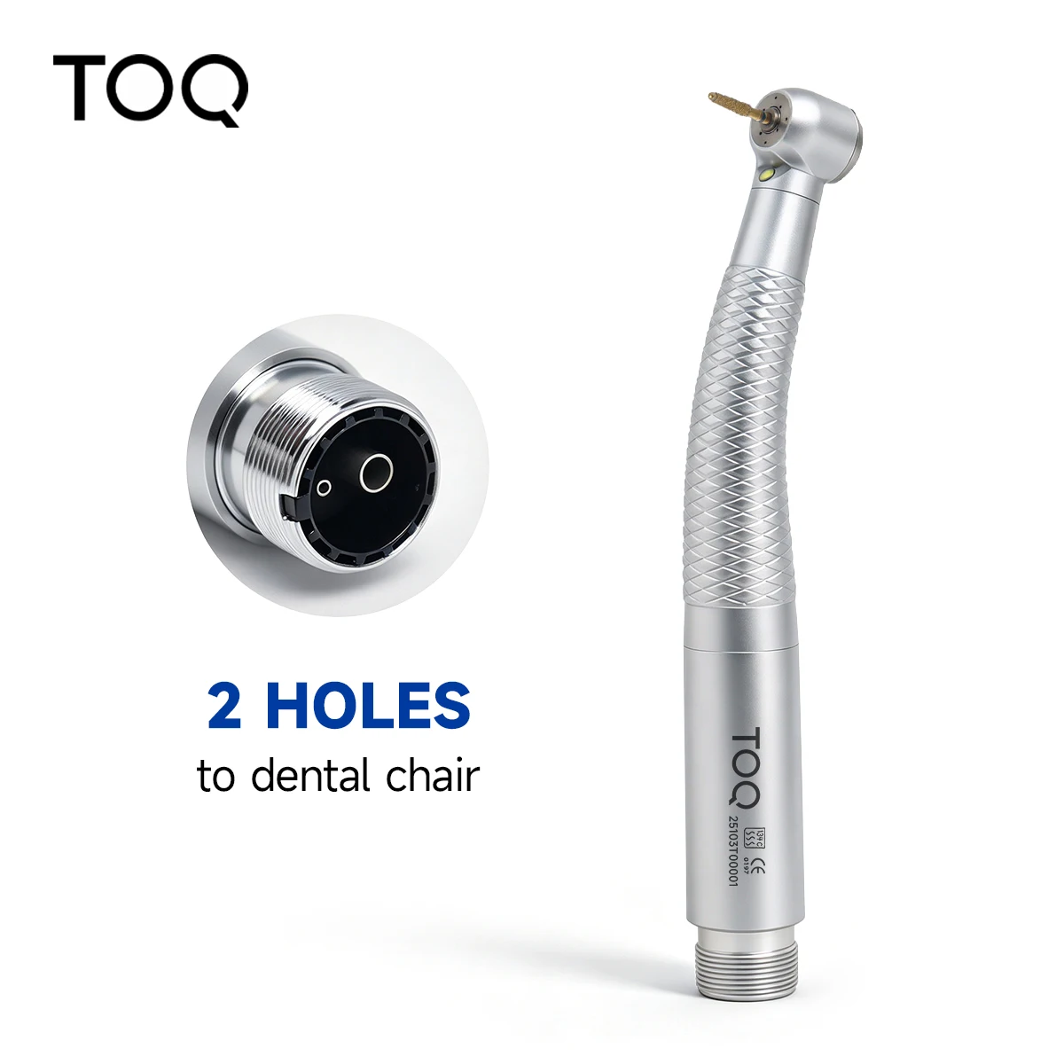 TOQ Dental Pieza de mano de alta velocidad con generador eléctrico autónomo, luz LED, turbina de aire, botón de presión, triple pulverización de agua, 2 orificios