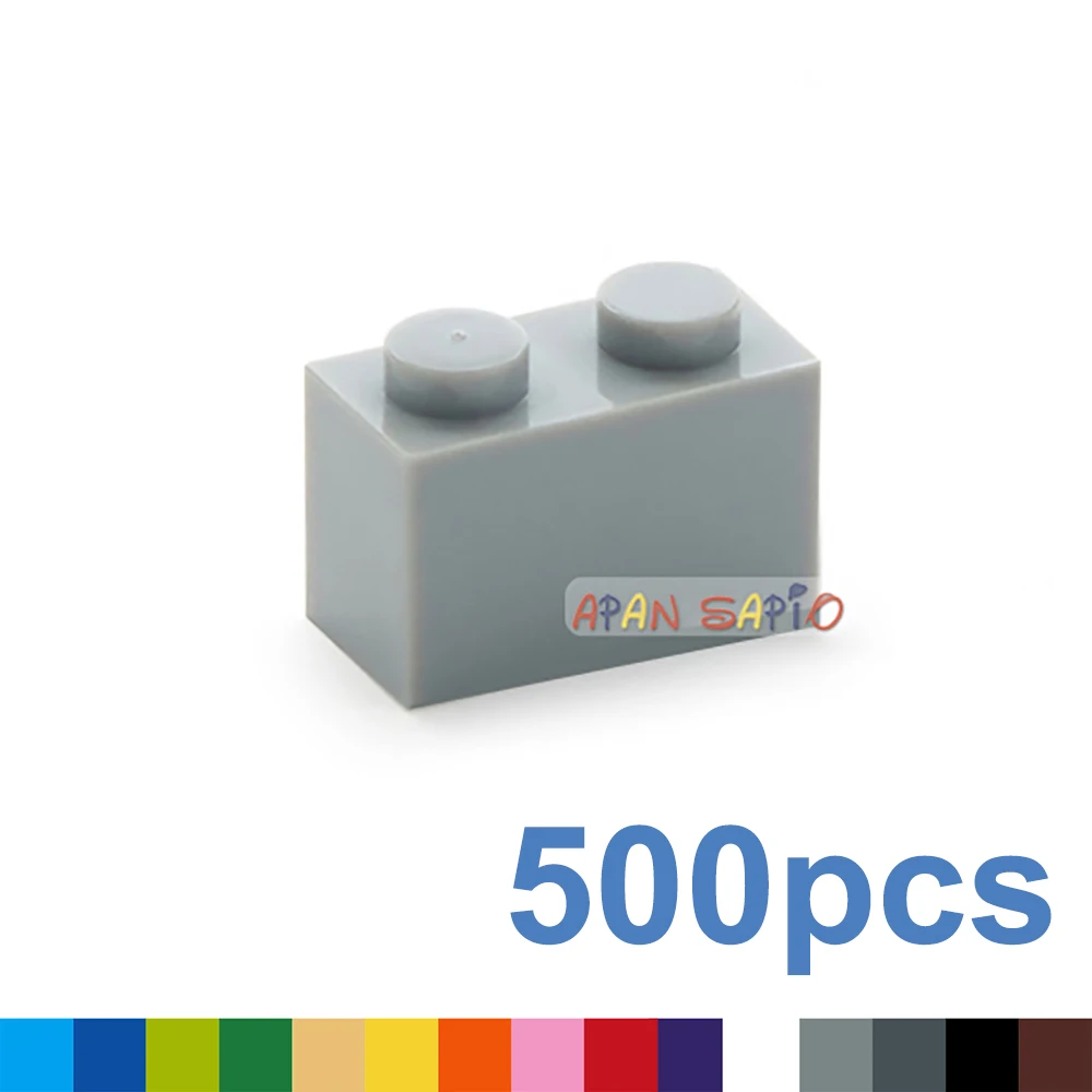 500 Uds. 1x2 puntos DIY bloques de construcción figuras gruesas ladrillos educativos creativos juguetes de plástico para niños compatibles con 3004
