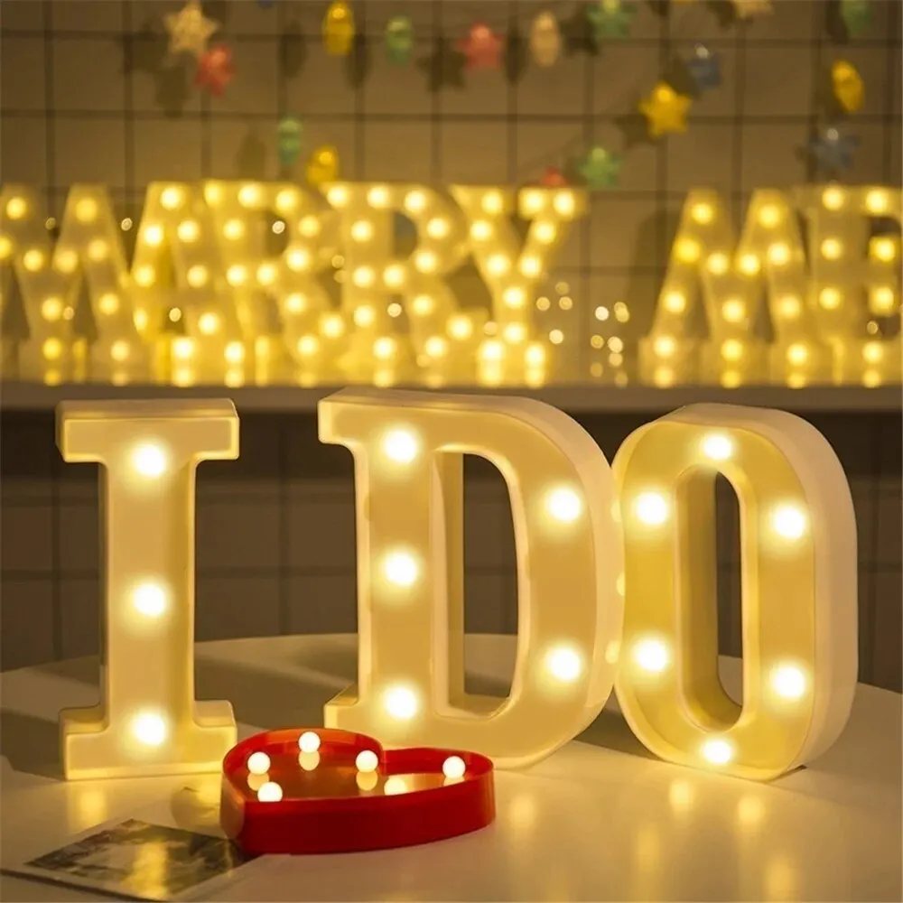 Lámpara luminosa con letras y números, luces LED del alfabeto, decoración nocturna para el hogar, boda, cumpleaños, decoración de fiesta de navidad