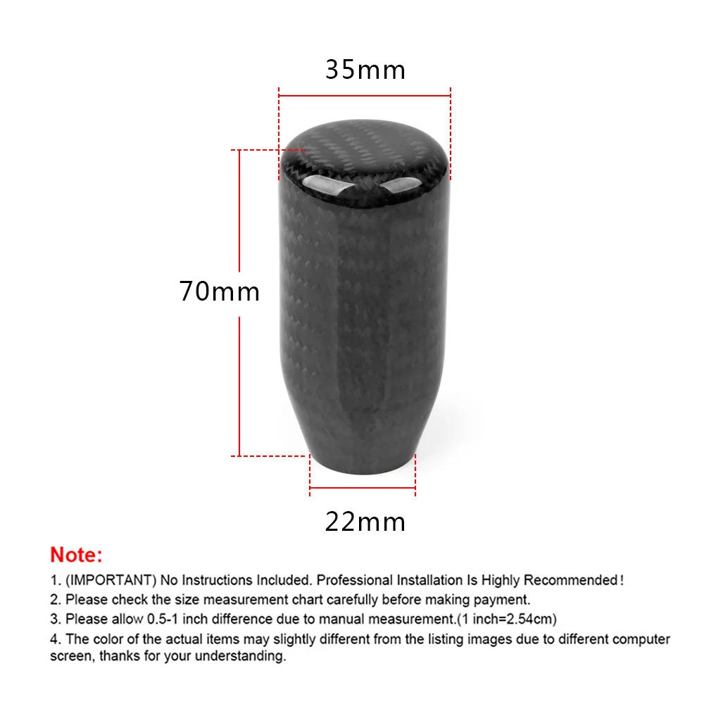 Perilla de palanca de cambios estilo fibra de carbono de 5/6 velocidades JDM forma Universal perilla de palanca de cambios de transmisión Manual 8MM 10MM 12MM